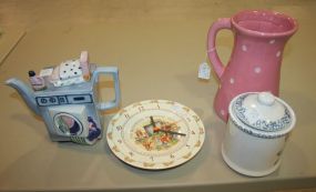 Bunnykins Teaching Clock, Pink Pot Pitcher, Porcelain Washing Machine Teapot, Covered Sugar