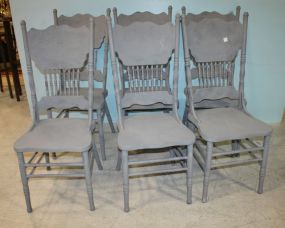 Set of Six Painted Oak Kitchen Chairs 44