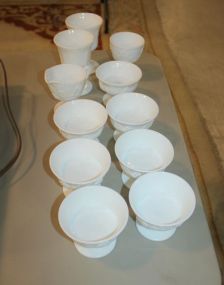 Group of Milk Glass Eight sherbets, two goblets, creamer