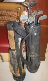Top Flite Bag with Three Clubs and Set of Dunlap Golf Clubs