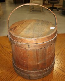 Early Wood Sugar Bucket with Lid and Handle 12