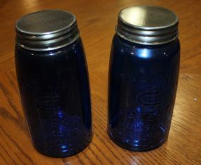 Pair of Reproduction Blue Mason Jars 7 1/2