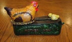 Reproduction Cast Iron Mother Hen Bank 6