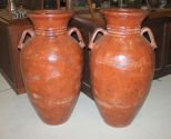 Pair o Terra Cotta Olive Jars with Handles 20
