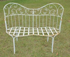 Curved Back Wrought Iron Bench 47