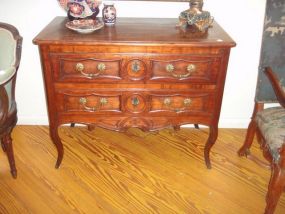 French Two Drawer Walnut or Cherry Commode