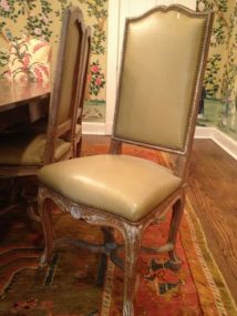 Set of 12 French Chairs in gold leather