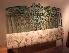 French Ironwork Gate with Magnolias Fashioned into Head Board