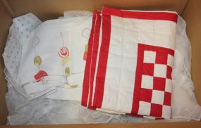 Box Lot of Sheer Draperies and Kitchen Cotton Draperies