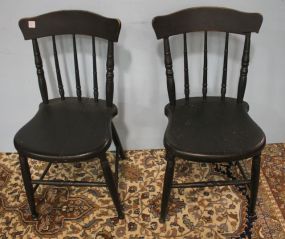 Pair of Early Windsor Side Chairs Painted Black, 17