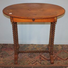 Victorian Pine Side Table with Spool Legs 29