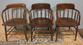 Three Oak Early 20th Century Captains Chairs 20