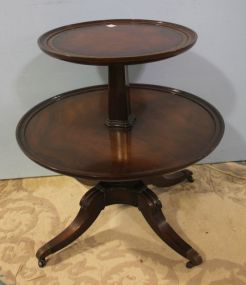 Two Tier, Leather Top Duncan Phyfe Style Side Table 24