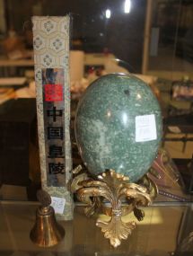 Marble Egg on Stand, Kiwani Brass Bell and Pair of Chopsticks bell 3