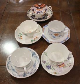 Five Various Cups and Saucers one chipped