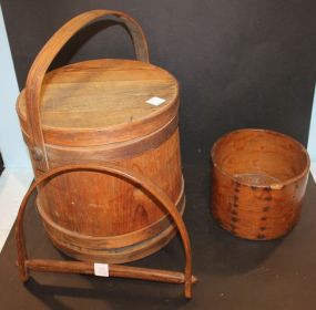 Two Old Sugar Buckets and Flour Bag Opening Holder