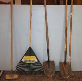 Two Shovels, Two Racks, and Broom