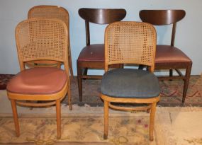 Three Side Chairs with Press Cane Backs and Pair of Side Chairs