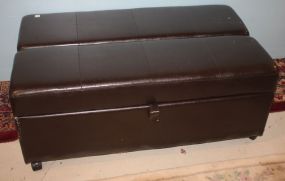 Faux Leather Ottoman that opens up with single bed inside, 47