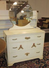 Large Painted Three Drawer Dresser with Mirror 44
