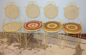 Four Painted Yellow Metal Chairs Matches lot #485; 16