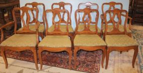 Set of Eight French Provincial Dining Chairs 2 arms, 6 sides, matches lot #390, 426, 427, and 428; 21