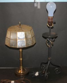 Metal Lamp and Brass Lamp with Unusual Shade 15