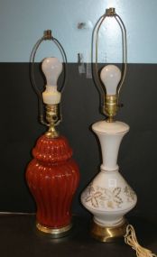 White Glass Lamp with Gold Decoration and Orange Lamp 28