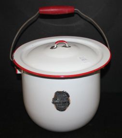 Red and White Enamel Slop Jar 10