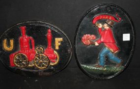 Two Painted Iron Wall Plaques 12