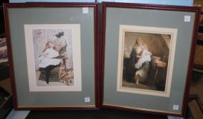 Print of Young Girl in Rocker and Print of Mother and Child 17