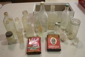Box Lot of Old Bottles and Prince Albert Tins