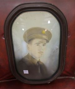 Vintage Picture of Soldier in Bubble Glass Frame 12