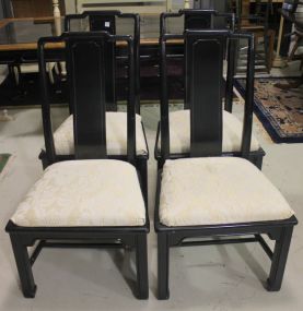 Set of Four Black Lacquer Chairs matches table