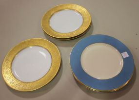 Three Rosenthal Plates with Gold Embossed Border and Three Lenox Dinner Plates Rosenthal Plates (all chipped)