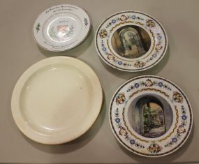 Two Painted Plates of Courtyards in New Orleans, Mikasa Charger, and Painted German Bowl Two Painted 10
