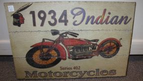 Reproduction Wood Indian Motorcycle Sign 23