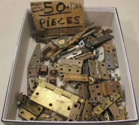 Box Lot of Hardware over 50 hinges and hardware pieces