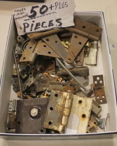 Box Lot of Hardware 50 Hinges and Misc. Hardware