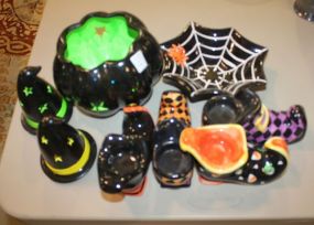 Halloween Ceramic Decorations, Painted Ceramic Hats, Shoes, Pumpkin