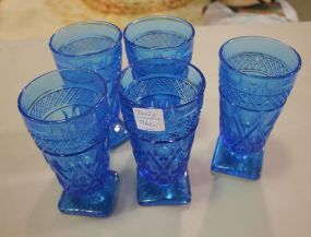 Five Blue Tumblers