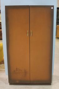 Two Door Metal Cabinet with Five Shelves, Unusual Shelves on Doors. 36