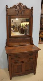 Oak Washstand with Gingerbread Carved Mirror 33