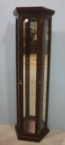 Mahogany Lighted Display Cabinet Has mirrored back and glass shelves; 22