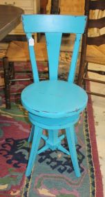 Distressed Turquoise Swivel Piano Chair 34