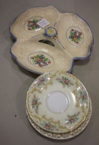 Divided Dish and Two Saucers