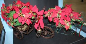 Two Christmas Decorations with Poinsettias