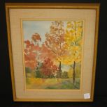 Watercolor of Trees Signed MG Bullard 14