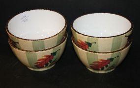Set of Four Botanical Pottery Bowls