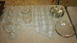 Group Lot of Glass includes vases, glasses, and plates 35 pieces.